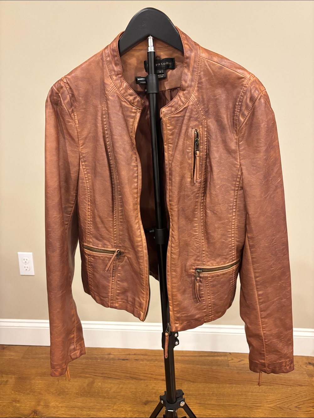 Bagatelle Women's Brown Faux Leather Moto Jacket